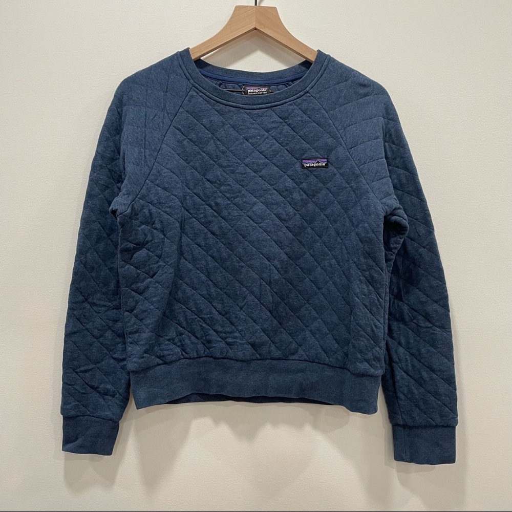 Patagonia Organic Cotton Quilted Crewneck Sweatshirt, Small, Blue
